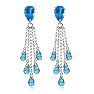 (Discontinued) 💧🌧14K. CHANDELIER EARRING BRIOLETTE BLUE TOPAZ